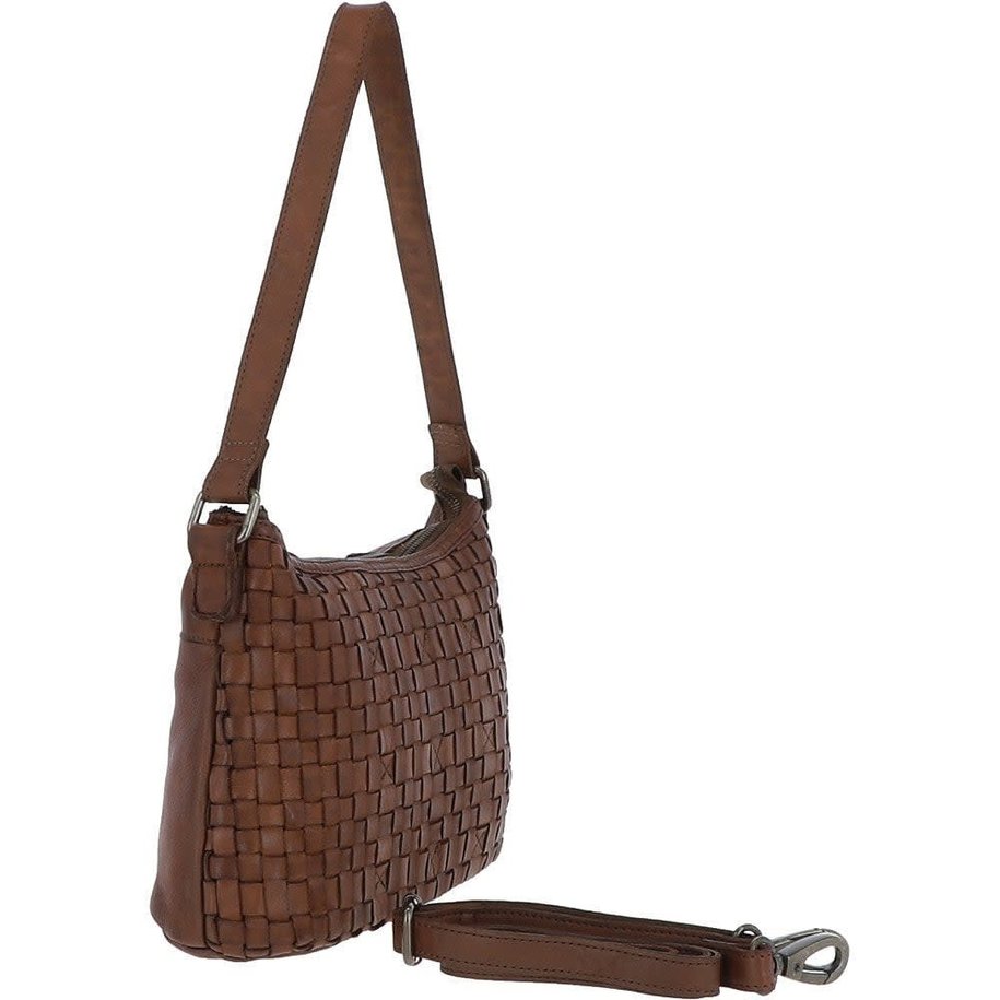 Leather Lattice Handbag Taupe ( M)