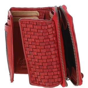 Leather Lattice Purse - Red (S)