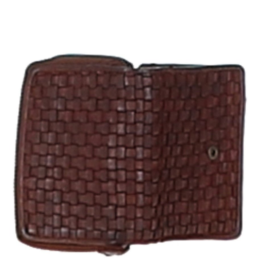 Leather Lattice Purse- Cognac (S)