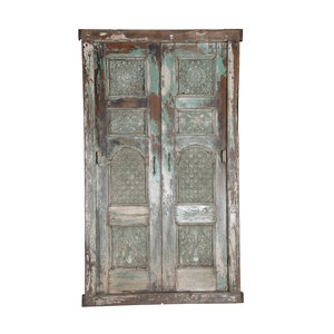 Pale Turquoise Panelled Doors with Frame