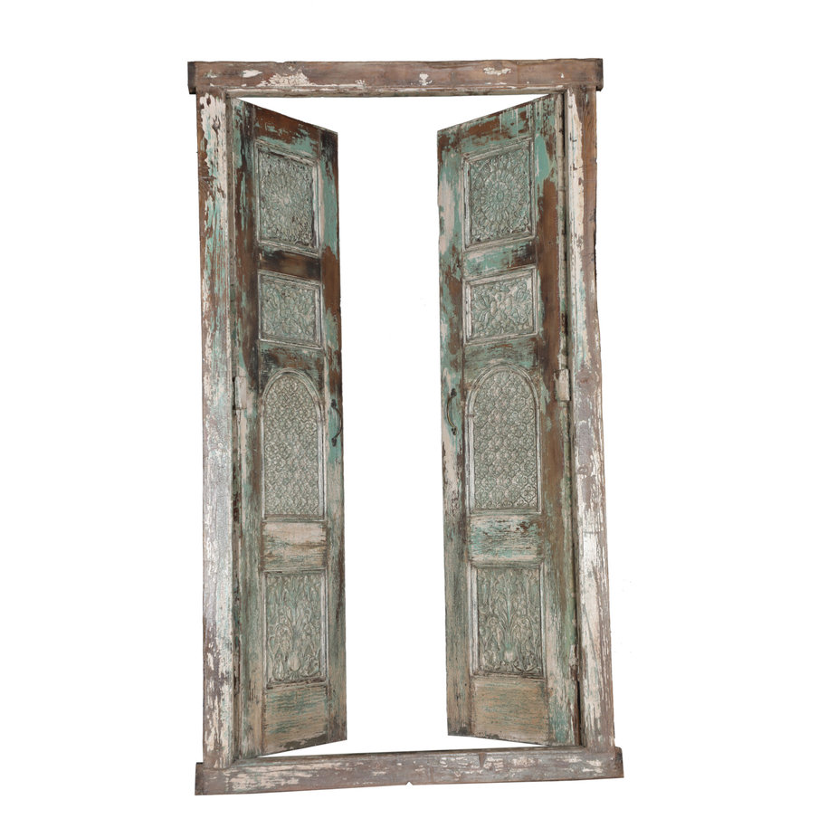 Pale Turquoise Panelled Doors with Frame