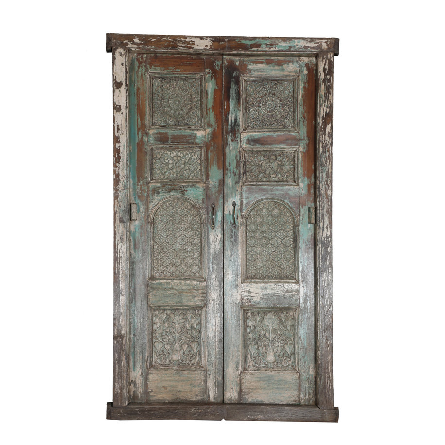 Pale Turquoise Panelled Doors with Frame