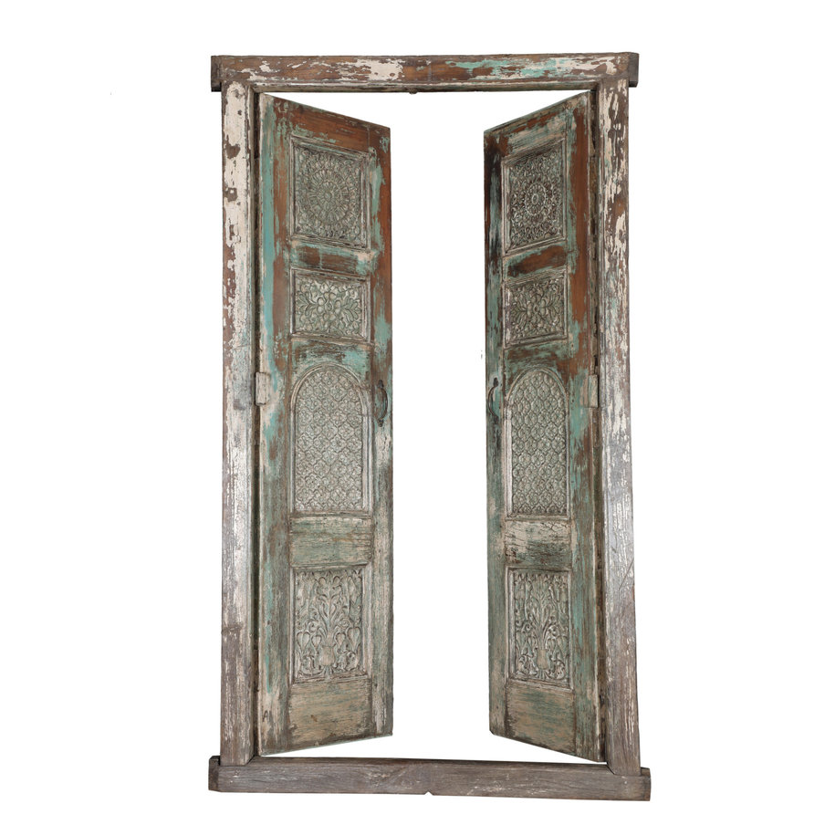 Pale Turquoise Panelled Doors with Frame