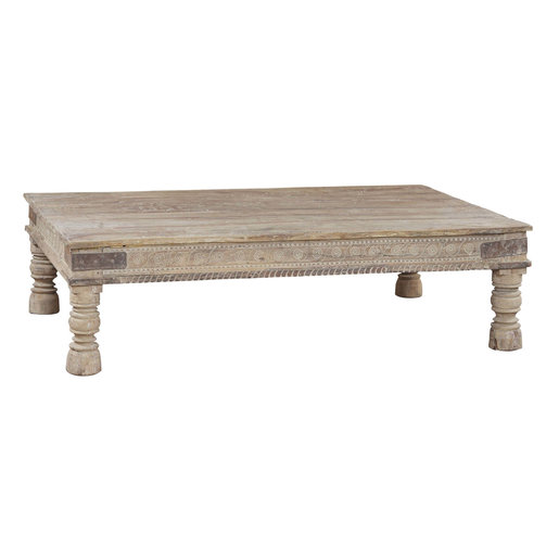 India - Old Furniture Original Coffee Table with Carving