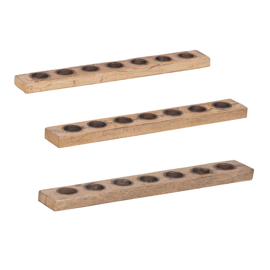 Wooden Tealight Holder - Teak/Iron