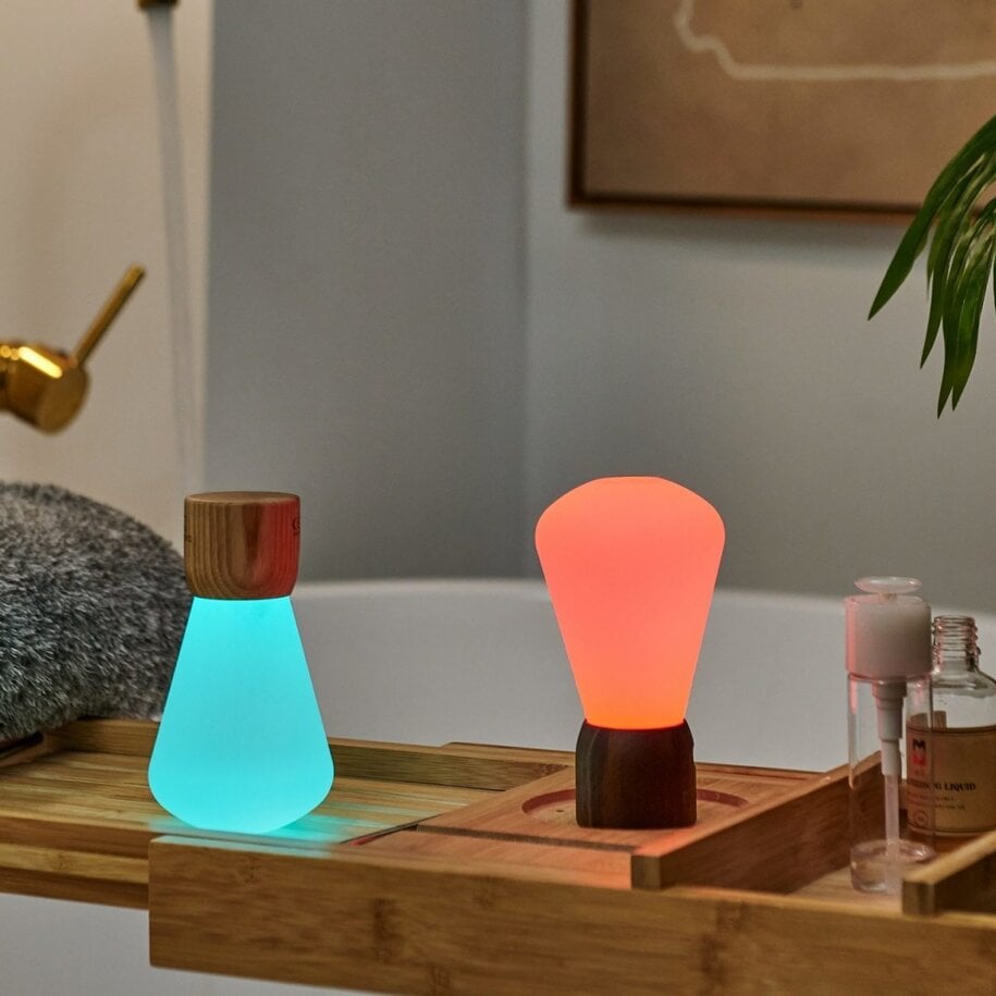 Mini Pentagon Desk Bulb - Walnut