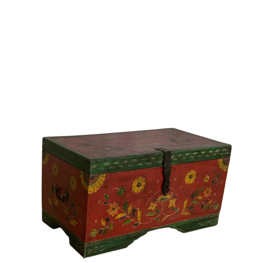 India - Old Furniture Hand Painted Teak Chest