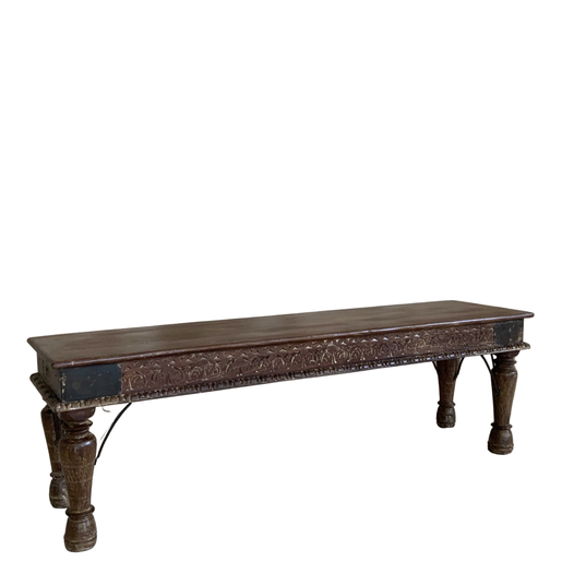 India - Old Furniture Mango Wood Carved Bench