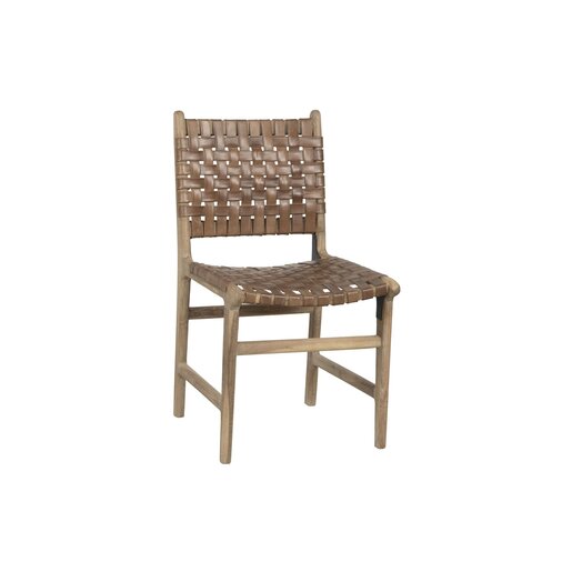 India - Reproduction Furniture Buffalo Leather & Acacia Chair