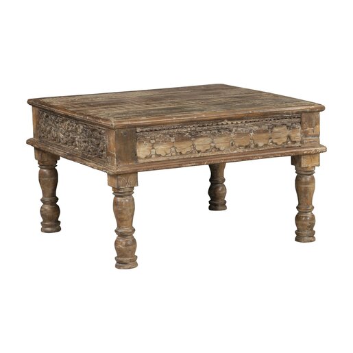 India - Old Furniture Square Teak Thakat Coffee Table