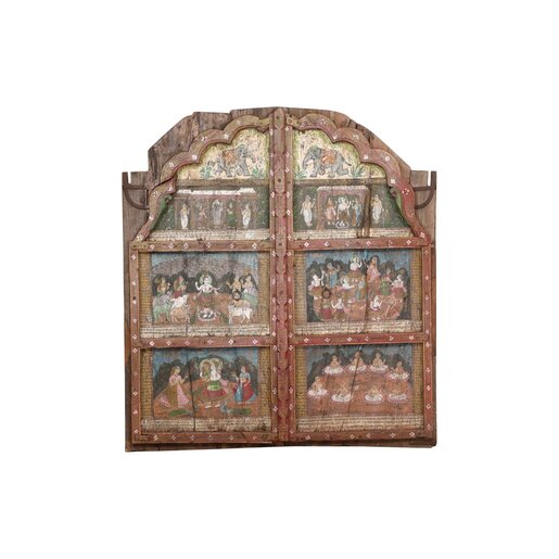 India - Old Furniture Hand Painted Mughal Arch Doors