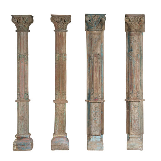 India - Old Furniture Set of Four Antique Pillars