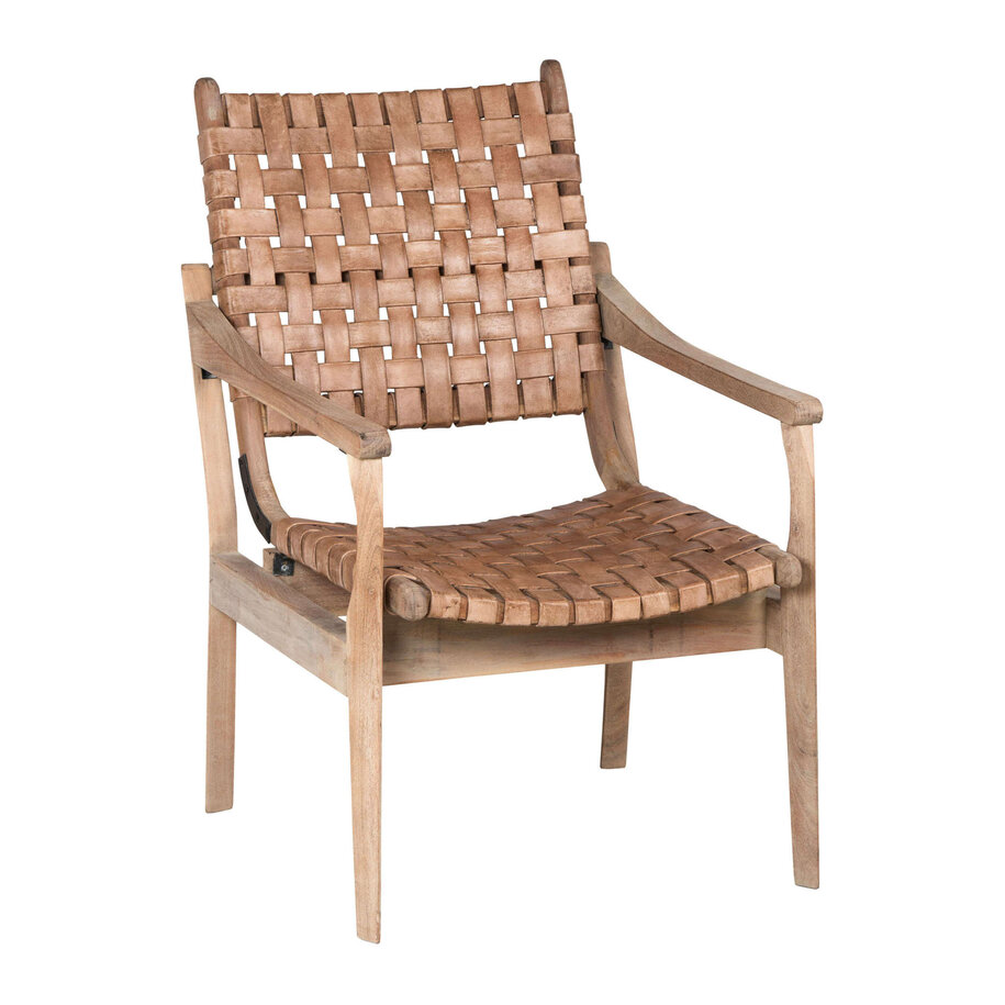 Buffalo Leather and Acacia Arm Chair