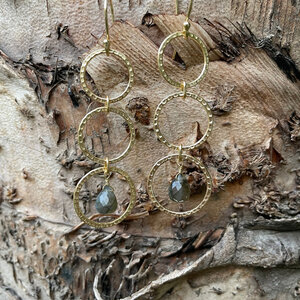 Triple Hoop Labradorite Drop Earrings