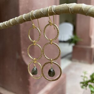 Triple Hoop Labradorite Drop Earrings