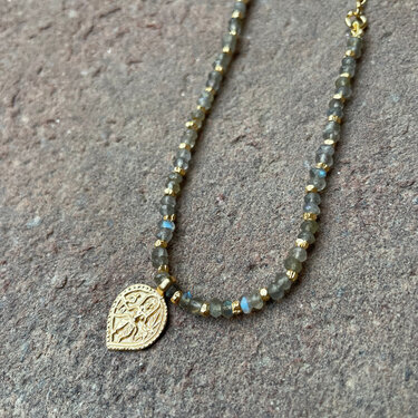 India - Jewellery & Gifts Labradorite Durga Amulet Necklace