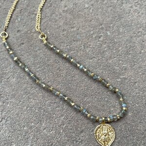 Labradorite Durga Amulet Necklace