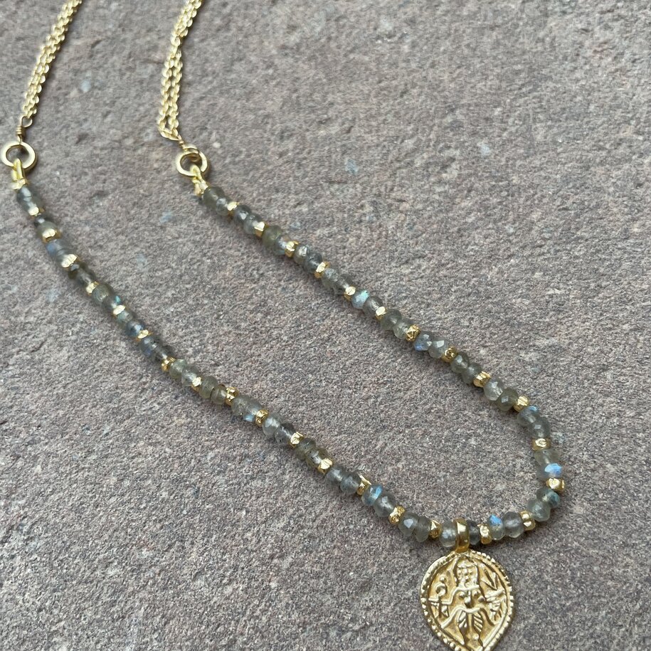 Labradorite Durga Amulet Necklace