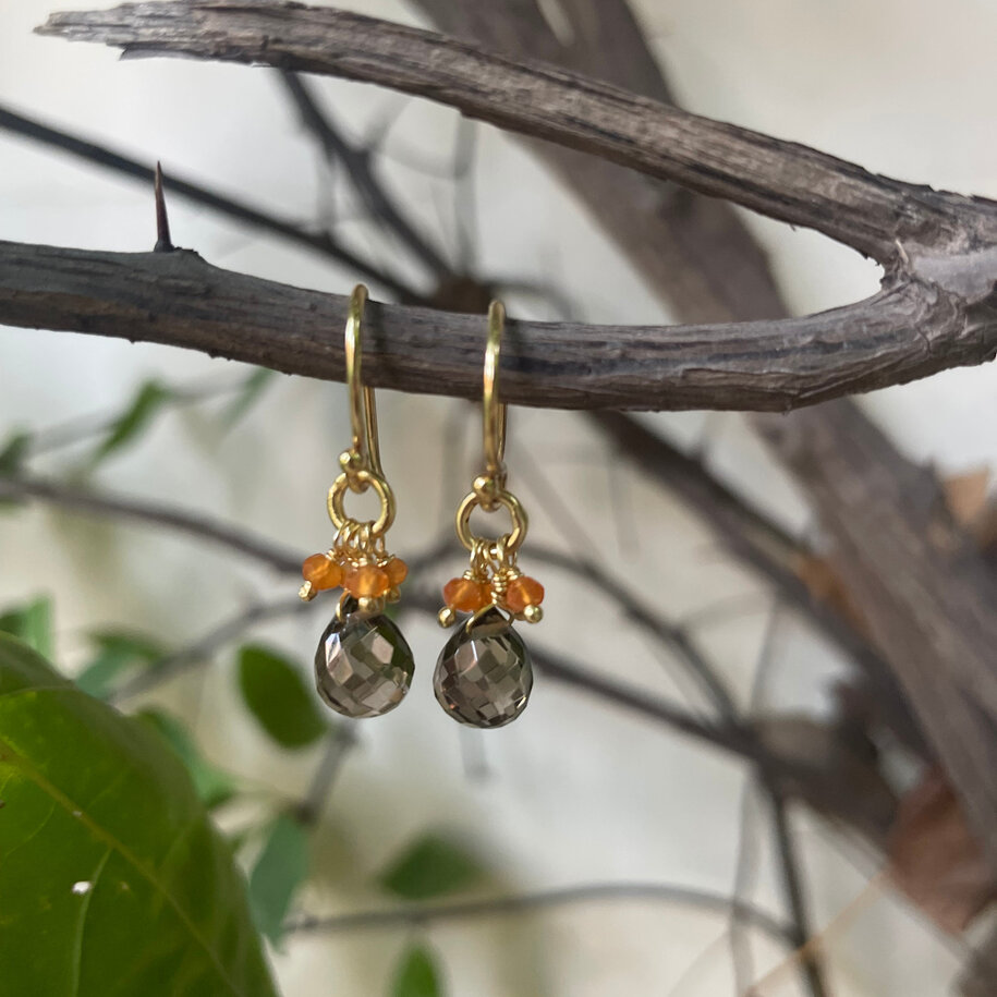 Cut Stone Cluster Drop Earrings