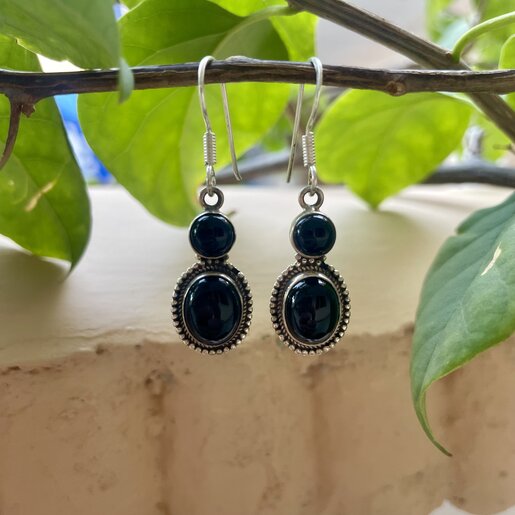 India - Jewellery & Gifts Double Onyx  Drop Earrings