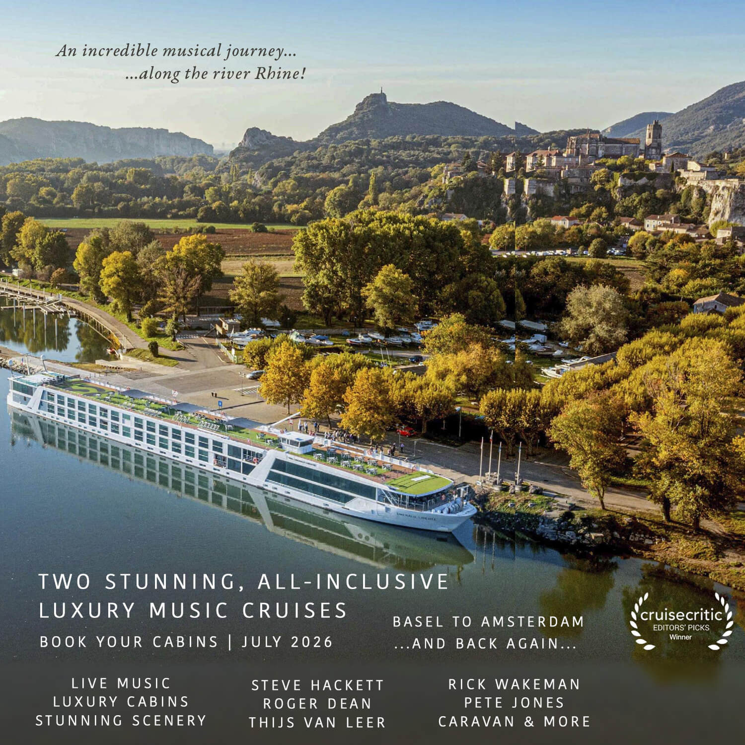 Luxury Riverboart Cruise with Steve Hackett, Thijs Van Leer and Caravan, July 2026 Trading Boundaries