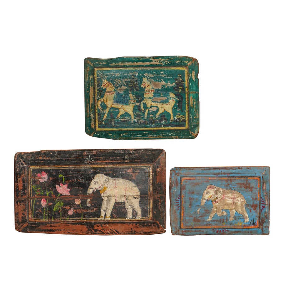 Vintage Painted Indian Panel