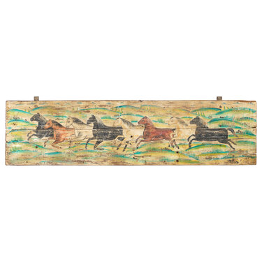 India - Old Furniture Galloping Horses Panel