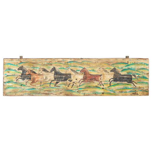 India - Old Furniture Galloping Horses Panel