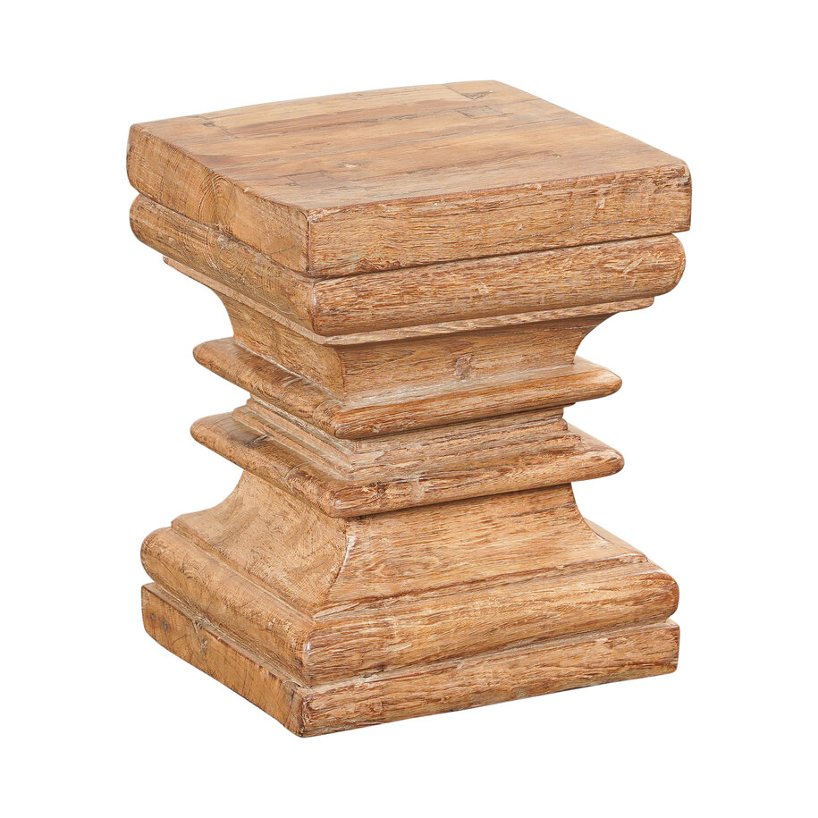 Antique Wood Pillar Stool
