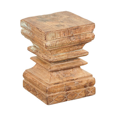 India - Old Furniture Antique Wood Pillar Stool