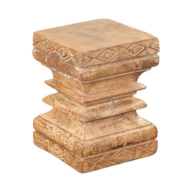 India - Old Furniture Antique Wood Pillar Stool