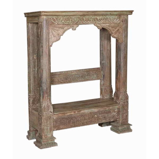 India - Old Furniture Carved Pillar Day Bed