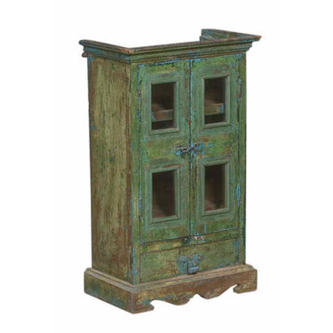 India - Old Furniture Glazed Vintage Cabinet with Drawer