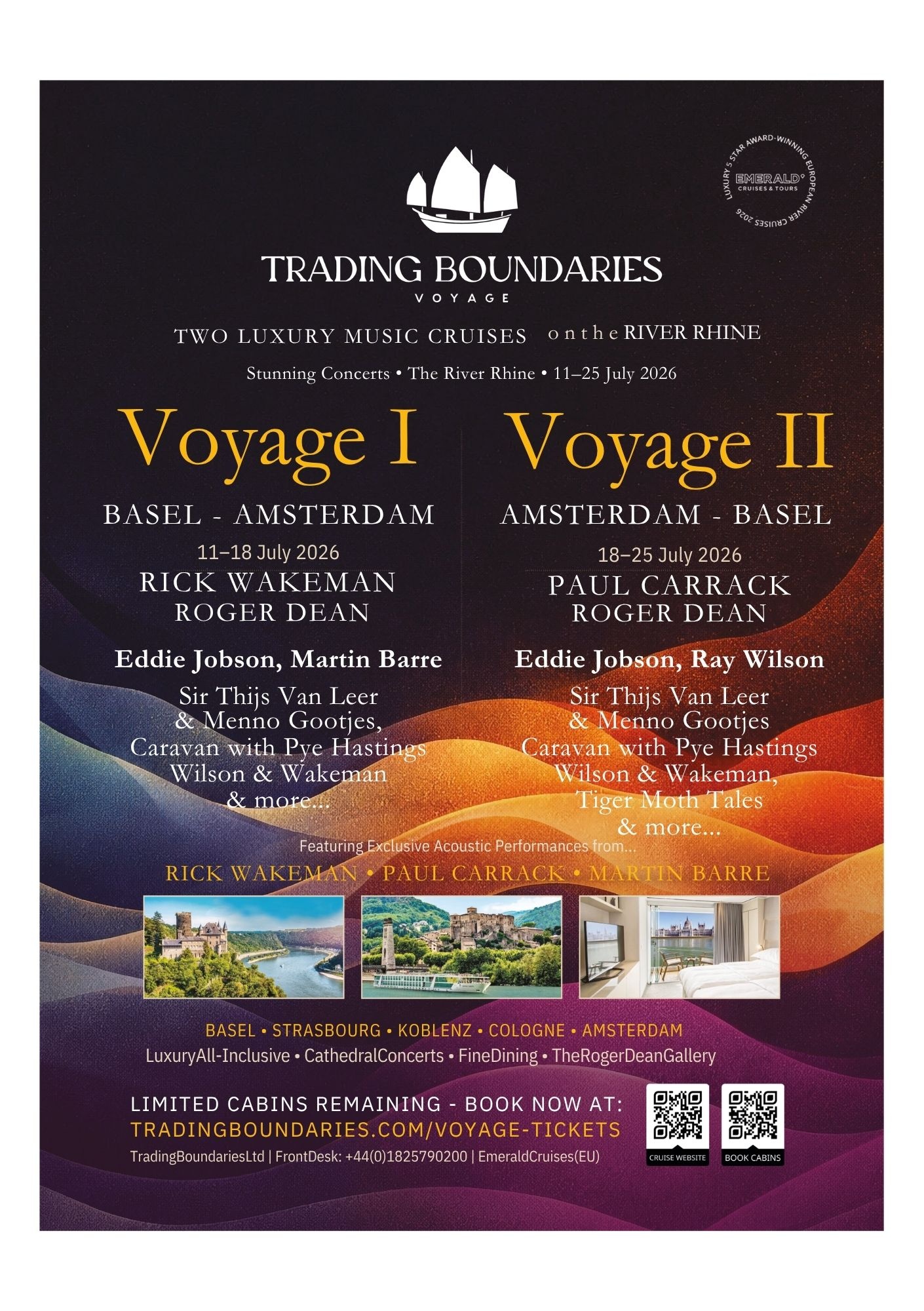 Trading Boundaries Voyage full artist lineup poster - The Rhine River 11-25 July 2026