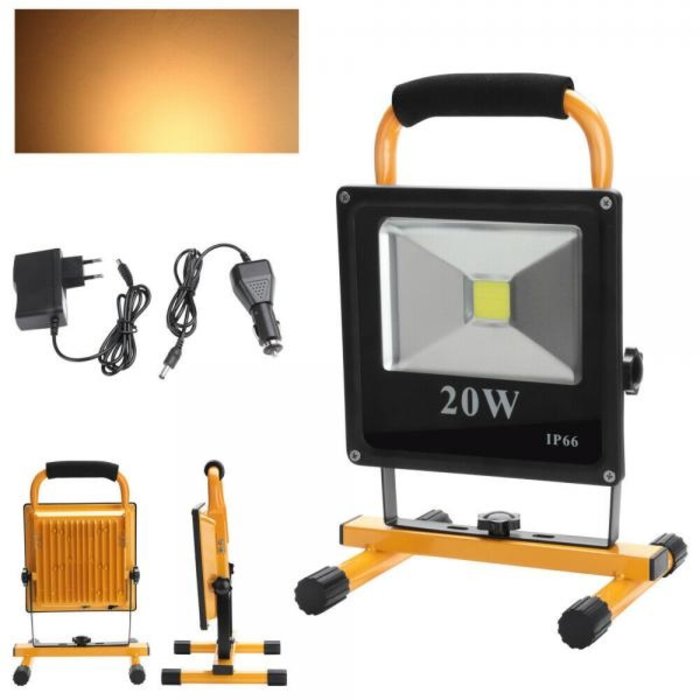 Accu led bouwlamp oplaadbaar voor binnen en buiten 20W IP65 6500K