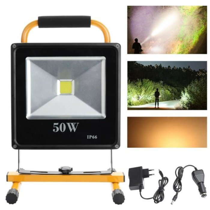 Accu led bouwlamp oplaadbaar voor binnen en buiten 50W IP65 6500K