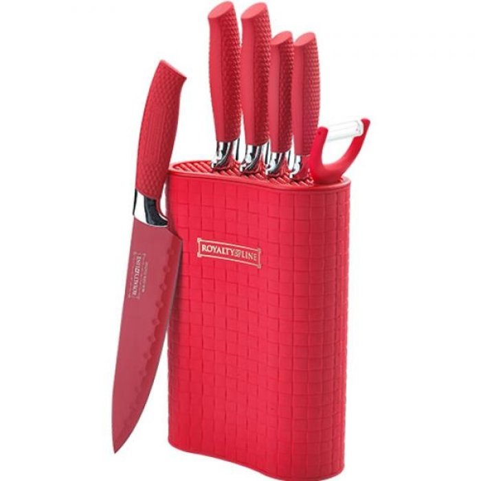 Royalty Line Royalty Line 6 delige messenset met messenblok - Rood