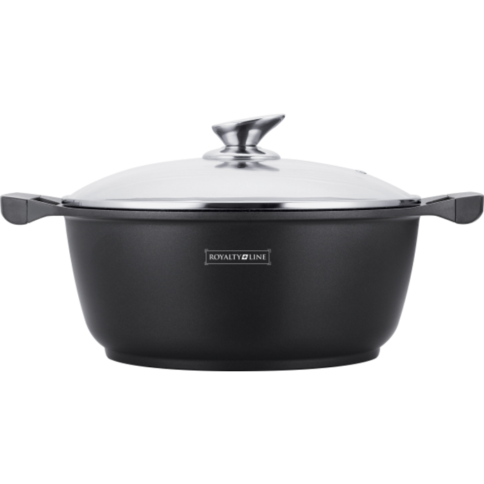 Royalty Line SMH LINE  marmer soep/braadpan 28cm met glazen deksel zwart