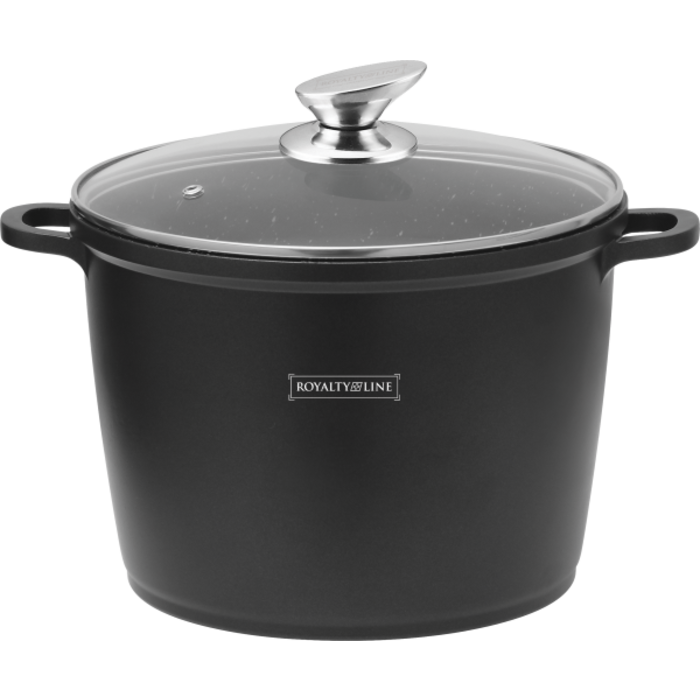 Royalty Line Royalty Line marmer diepe soep/braadpan AD28cm met glazen deksel zwart.