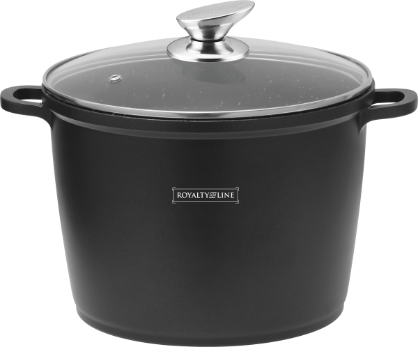 Royalty Line Royalty Line marmer diepe soep/braadpan AD28cm met glazen deksel zwart.