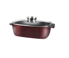 Royal Swiss Royal Swiss Rooster/braadpan antikleeflaag stenen coating 34 CM Kleur Burgundy