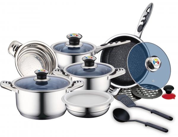 Royalty Line Royalty Line luxe pannenset RVS 16-delig zilver met glazen deksel