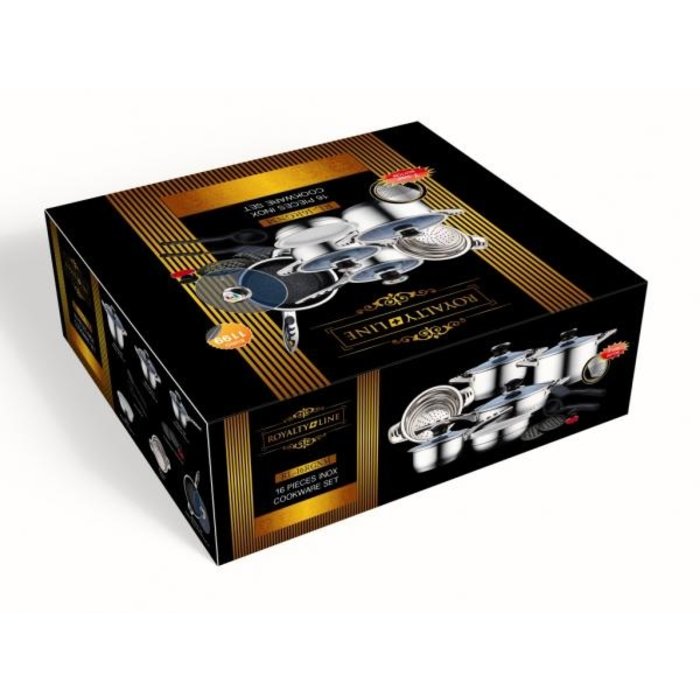 Royalty Line Royalty Line luxe pannenset RVS 16-delig zilver met glazen deksel