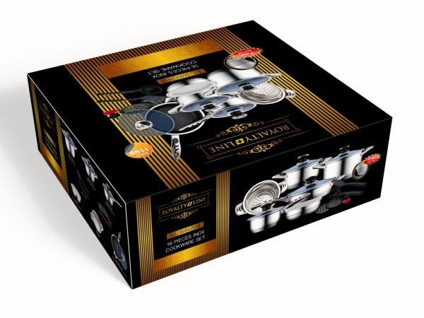 Royalty Line Royalty Line luxe pannenset RVS 16-delig zilver met glazen deksel