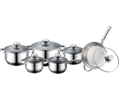 Royalty Line Royalty Line luxe pannenset RVS 12-delig zilver met glazen deksel