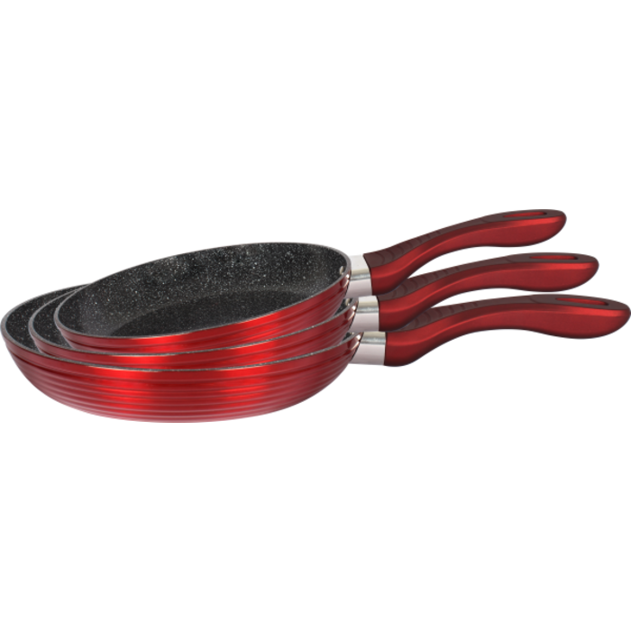 Royalty Line Haus Lux 3-delige marmeren koekenpannenset burgundy