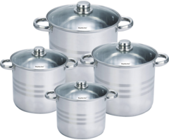 Royalty Line Royalty Line 8-delige RVS diepe pannenset met glazen deksel