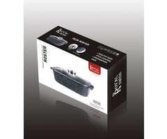 Royal Swiss Royal Swiss Rooster/braadpan antikleeflaag stenen coating 32 CM Kleur zwart