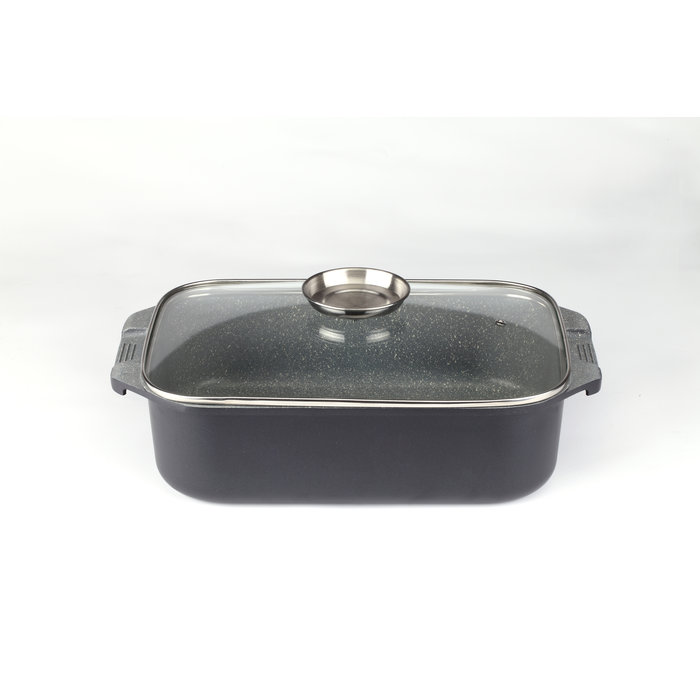 Royal Swiss Royal Swiss Rooster/braadpan antikleeflaag stenen coating 34 CM Kleur Burgundy