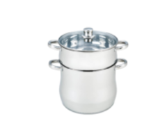 Royalty Line Couscous Pan RVS - 8 Liter stoommand  dubbel glazen deksel
